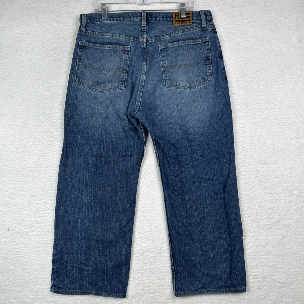 Polo‎ Ralph Lauren RL Woodrow Jeans Baggy Denim Wide Leg Y2K Pants Mens 36x26